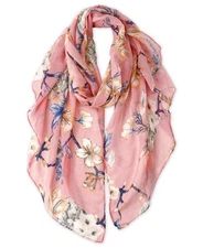 Pink Flower Garden Scarves for Women Pretty Neck Wrap Beautiful Shoulder Shaw...
