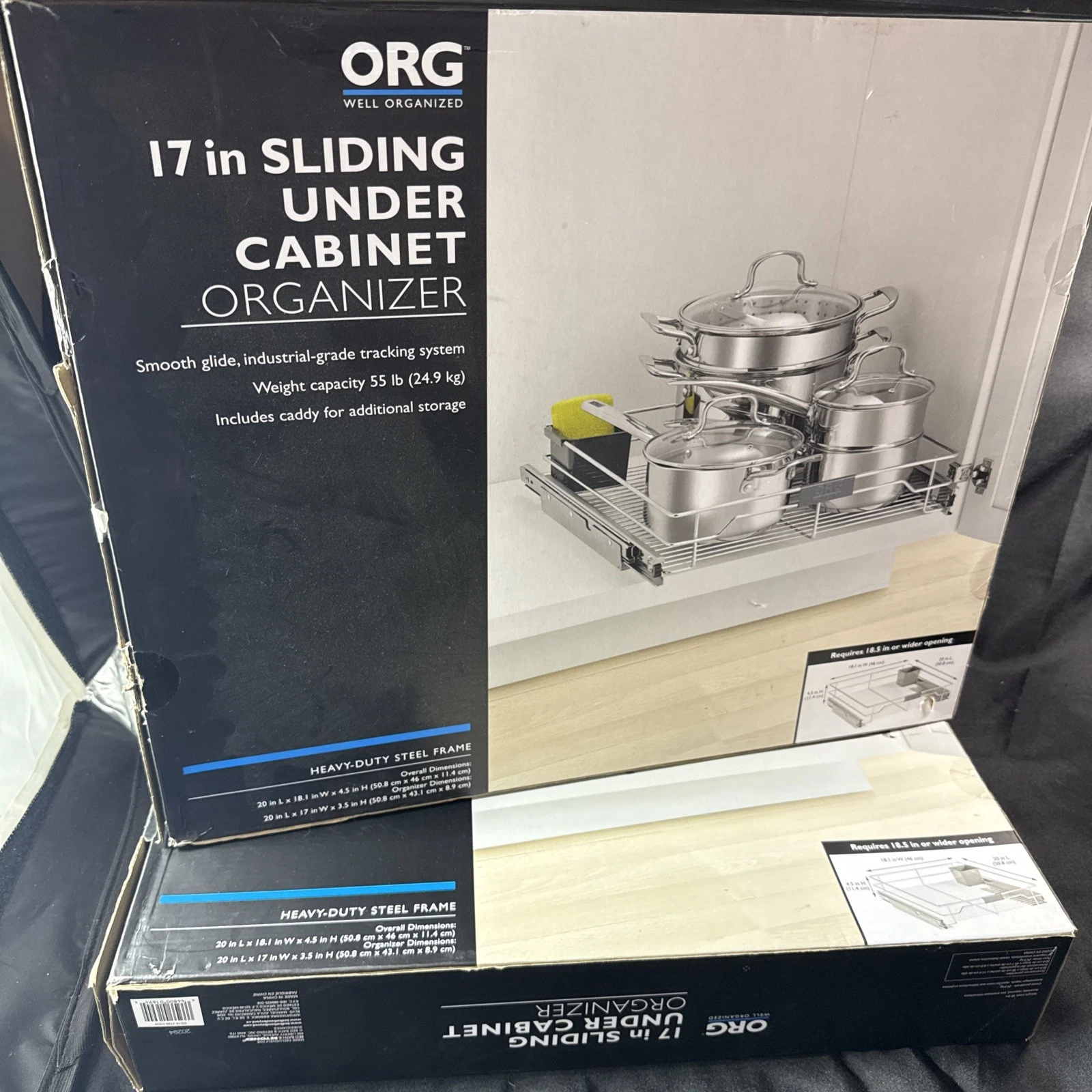 2x ORG Professional Slide Out Cabinet Organizer - Pull Out Under Cabinet 17in.
