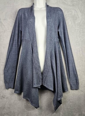 Fat Face Damengröße 12 grau Wasserfall Strickjacke vorne offen leichter Strick