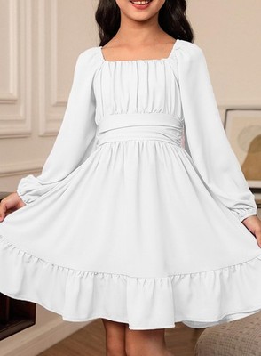 blibean Girls Long Sleeve Tie Back Dress Teen Fall Boho Wedding Guest  Dresses | eBay
