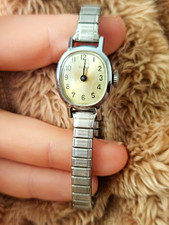 Vintage Women's Timex Oval Mechanical Wind Up Watch Silver Tone - Runs / Stops