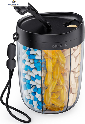 AUVON Pill Dispenser Holds 1 Monthly Vitamins, Supplement Box Easy to...