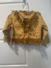 Vintage 60s Western Wear Fringe Shirt Tan Embroidered Toddler Size 12 Months
