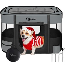 Dog Cat Playpen, Pet Puppy Portable Pens for Outdoor Travel Crate, Indoor Aft...