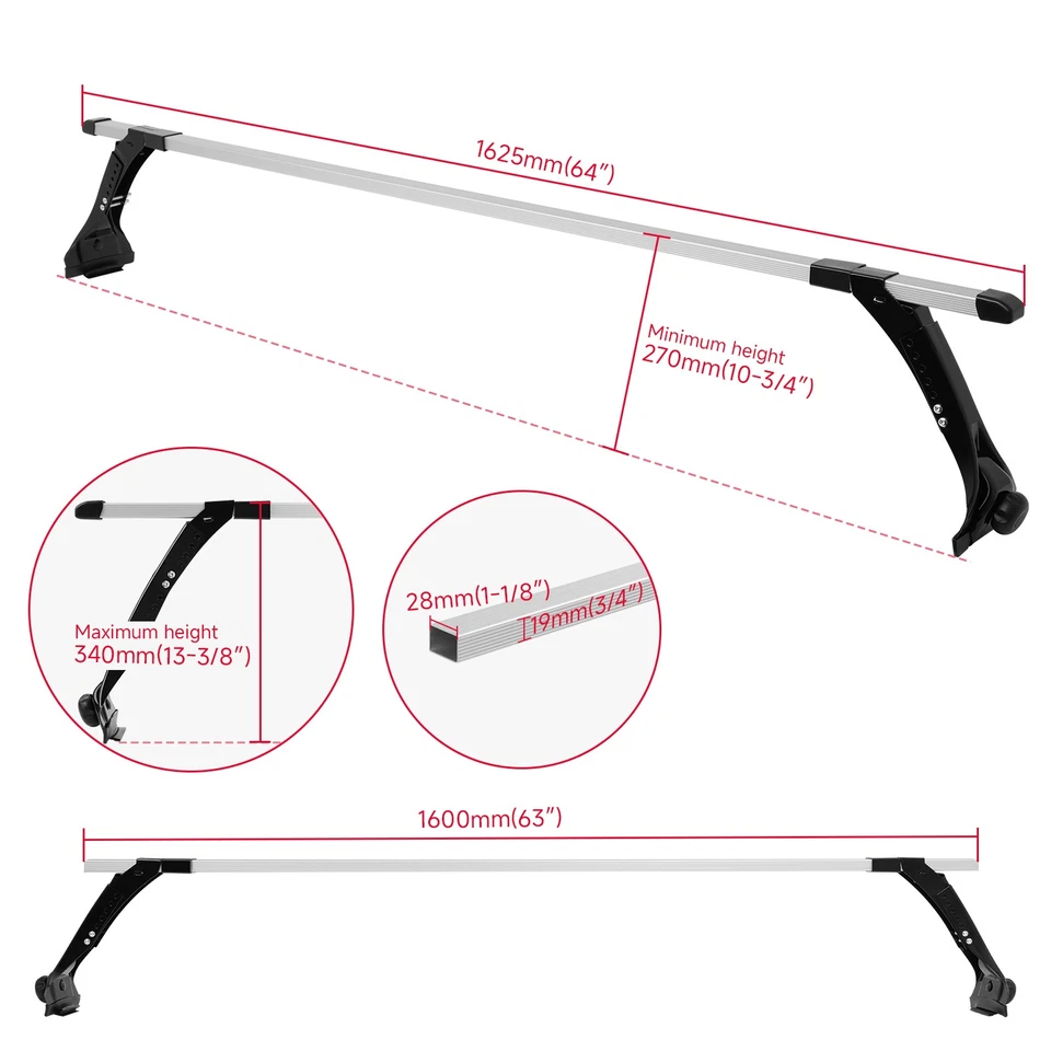 4Pcs 63" Top Roof Rack Cross Bar Cargo Carrier For Ford E-250 E-350 Super Duty Foto 4 de 4