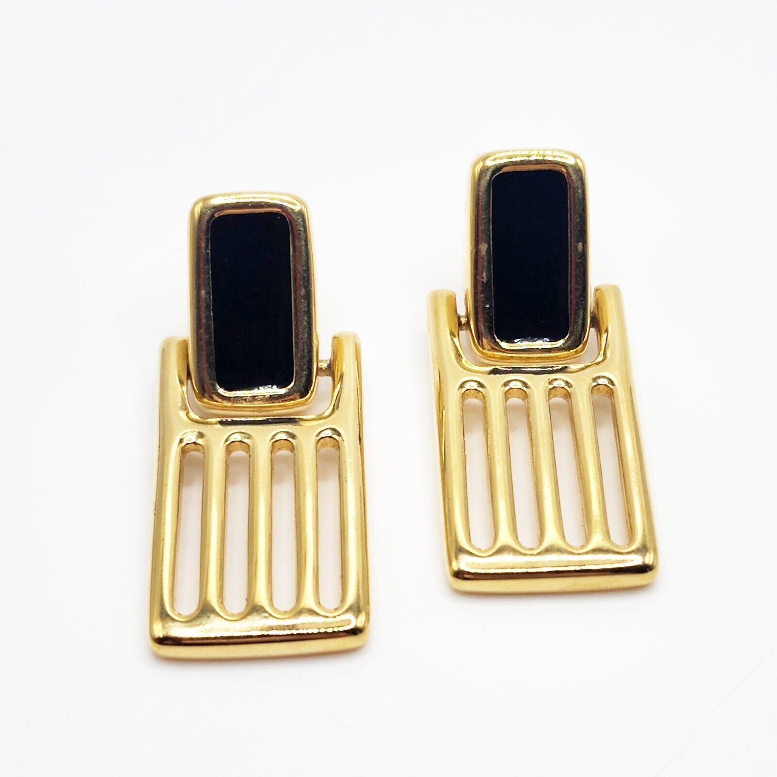 Monet Signed Large Statment Rectangle Gold Tone D… - image 1