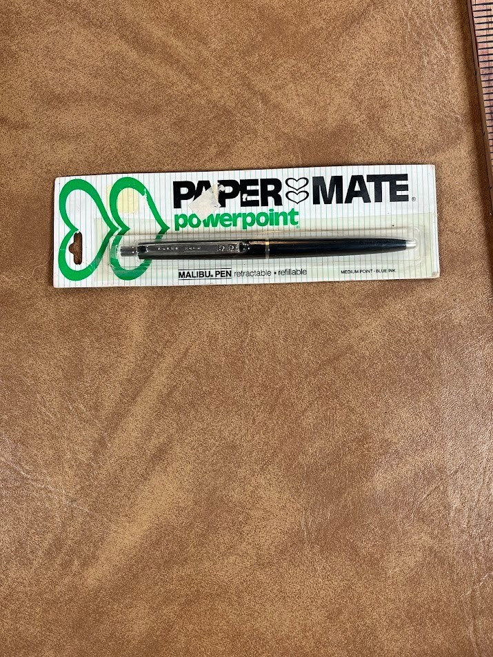 1983 PAPER MATE Papermate Powerpoint Malibu Black Ballpoint Pen NOS