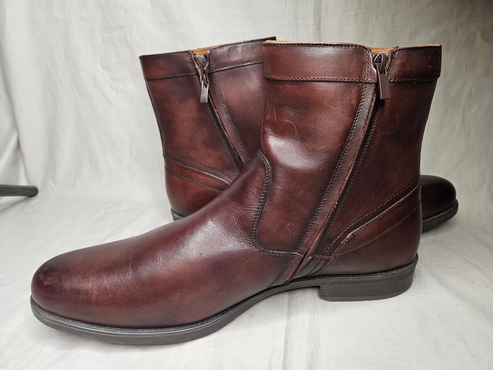 Botas Medianas Florsheim Para Hombre Talla 16 D Cuero Marrón Cremallera Lateral Punta Redonda Ligeras Foto 4 de 4