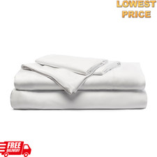 Cariloha Resort 4PC Queen Sateen Sheet Set White Viscose Cooling Soft