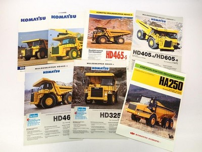 7x Prospekt Komatsu HD Mulderkipper mit technischen Daten 1990/2000er Jahre