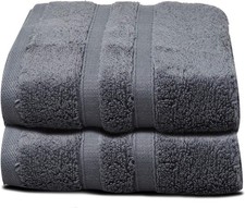 Image of Grey Hand Towels Pack 100% Cotton Zero Twist Super Soft 600GSM Towels Set Of 2
