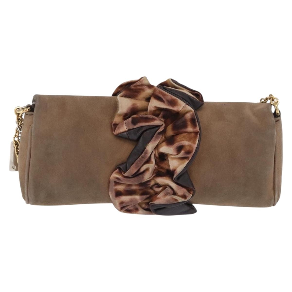 美品　D&G ドルチェ&ガッパーナ　 レザー ショルダーバッグ ブラウン　希少 DOLCE&GABBANA Chain Shoulder Bag Suede Brown Gold Auth bs32962 | eBay