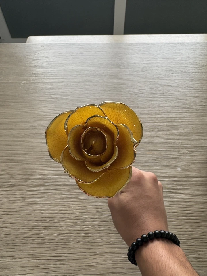 Forever Rose, rosa real genuina, sumergida a mano en laca y recortada en oro de 24K Foto 4 de 4