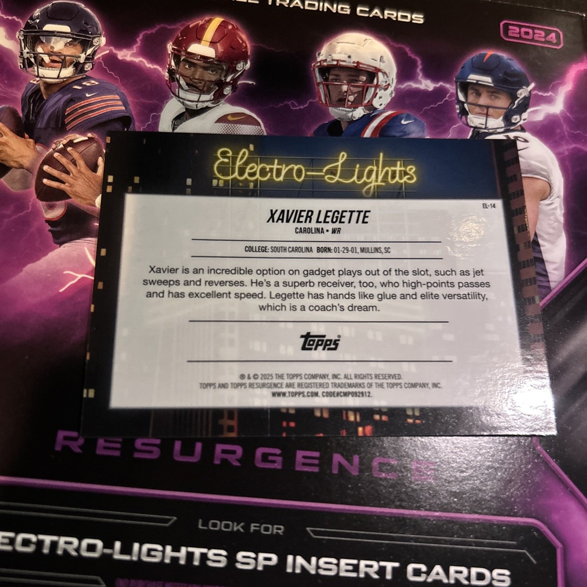 2024 Topps Resurgence Xavier Legette Electro Lights SP Insert