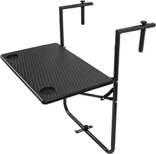 Folding Balcony Hanging Table for Patio, Garden and Deck Black, Rectangular
