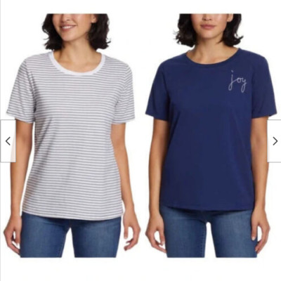 ELLA MOSS WOMEN'S FLATTERING FIT ULTRA SOFT PERFECT TEE (BLUE GRAY/WHITE S)NWT