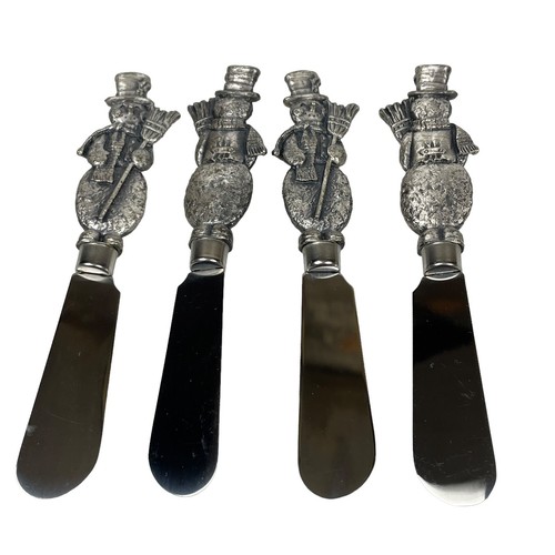Christmas Cheese Knives Jam Spread Holiday Lot 13 Snowman Tree Candy Cane Snow - Picture 4 of 8