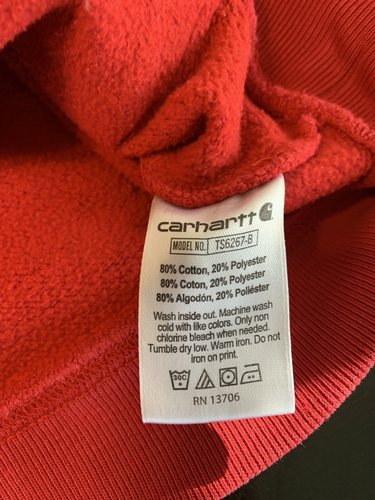 Carhartt Kids Hoodie Pullover Boys Size 5 Red Logo TS6267-B Children’s - Picture 12 of 13
