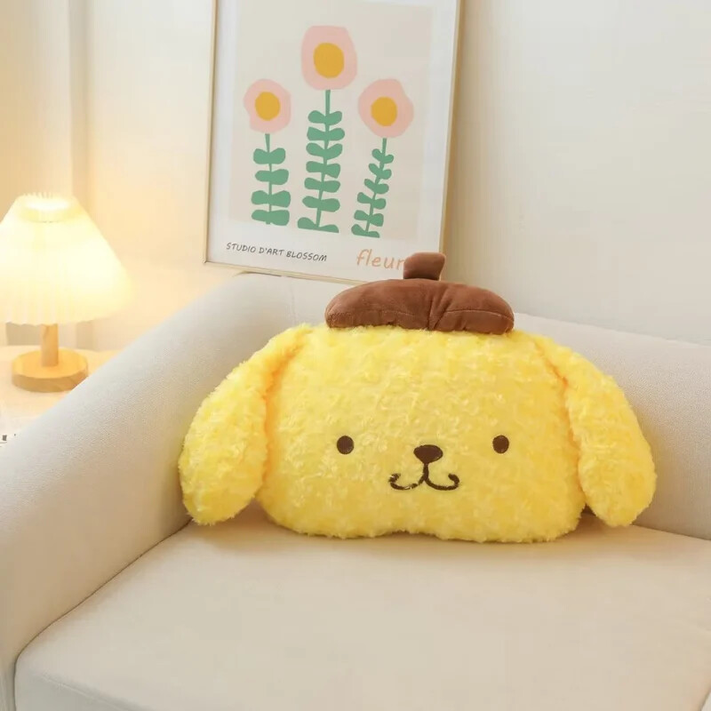 2pcs Furry Pompompurin Car Neck Pillow Headrest Seat Belt Cover Pad Set