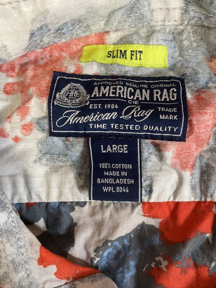 American Rag Shirt Adult Large Slim Fit Floral Short Sleeve Button Up Beach Mens - Image 2 of 4