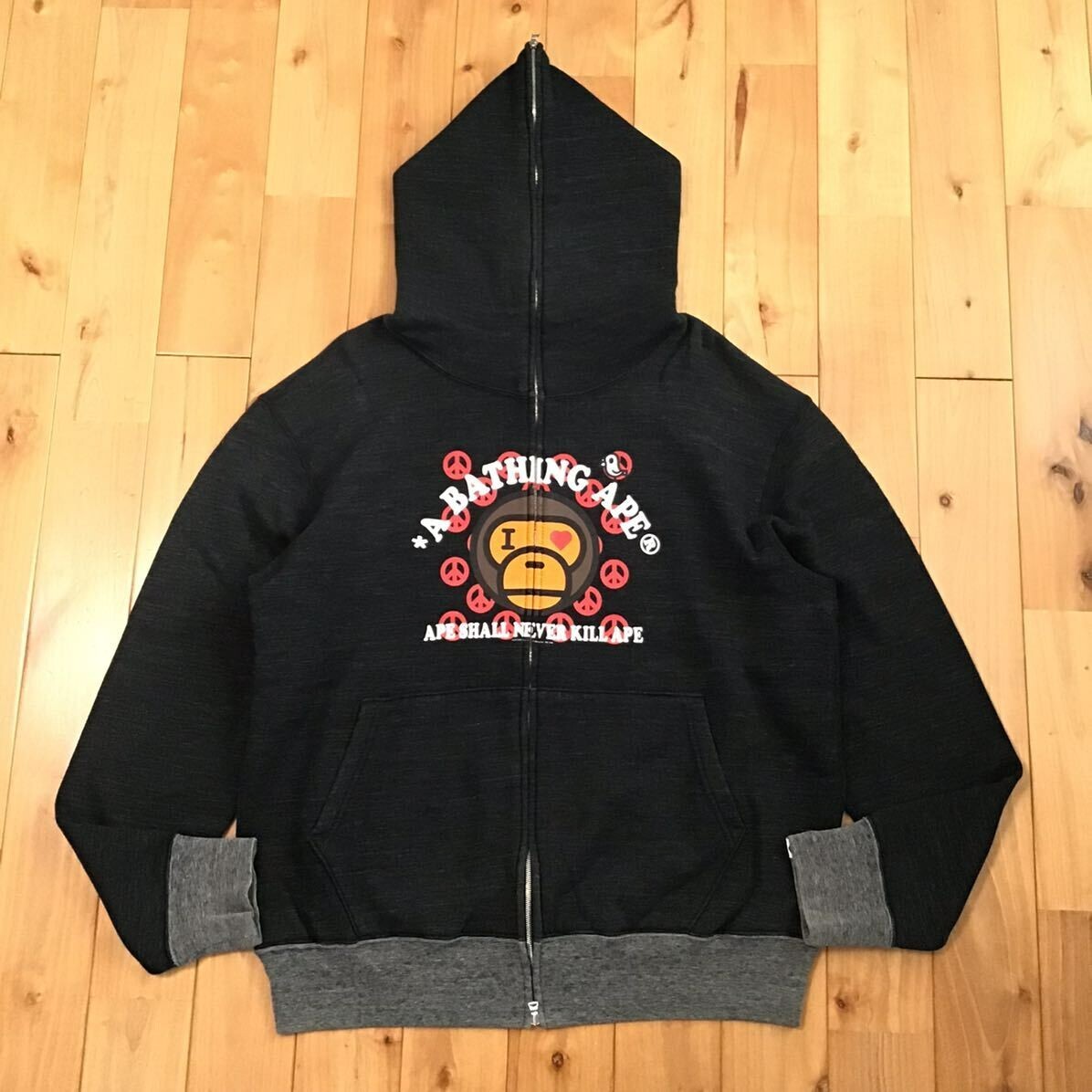 BAPE Milo logo full zip hoodie a bathing ape NIGO Black Size M