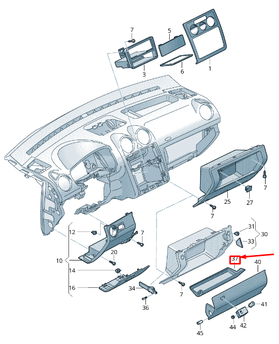 INSERT DE BOÎTE À GANTS VOLKSWAGEN CADDY 2K MK3 NEUVE 2K58581659B9 ORIGINAL
