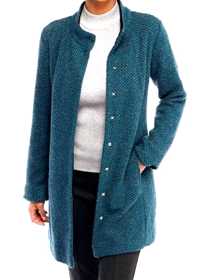 Chaquetón The Limited para mujer talla L azul tweed mezcla de lana acedemia oscura atemporal Foto 2 de 4