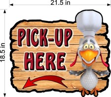 NEW CHEF CHICKEN DIECUT PLEXIGLASS SIGN PICK UP ORDER HERE RESTAURANT TAKE OUT