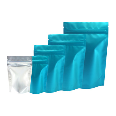 100/500 Blue & Frosted Window Mylar Foil Stand Up Bags Food Packaging Pouches