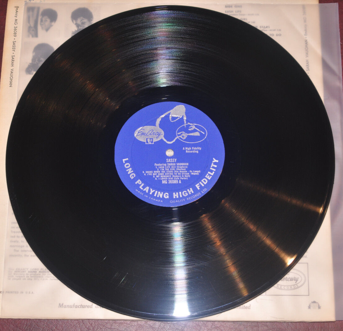 米LP Sarah Vaughan Sassy MG36089 EmArcy /00260 Sarah Vaughan - Sassy, original 1956 Canada pressing EmArcy MG