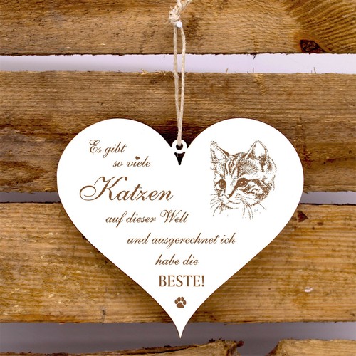 Cartel corazón decoración cartel puerta - Hay tantos gatos & Tengo el mejor 13x12cm - Imagen 14 de 28