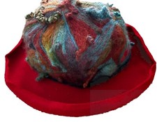 HANDMADE Vintage Ladies Red Felted Wool Hat