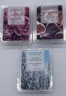 Lot of 3  6 Cube SOY Blend Wax Tarts Melts Chunks Assorted Scents  NIP