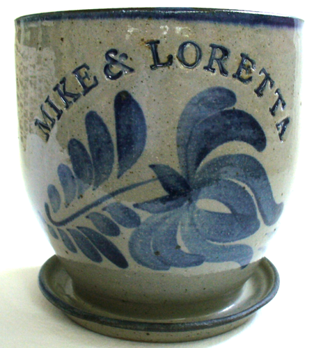 Vint~2004~MIKE&LORETTA~Salt Glazed~PLANTER~Flower Pot~COBALT BLUE~6" x 6"~Signed - Picture 2 of 12