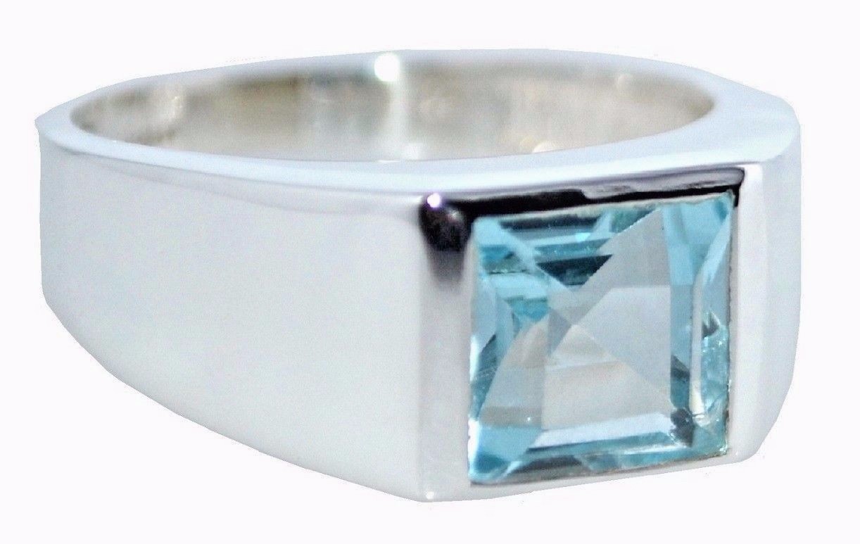 Stunning Blue Topaz Mens Ring Genuine 925 Sterling SILVER Sizes 6½ N to
