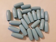 Lot of 24 Large Blue Oblong Oval Wood Macrame Plant Hanger Craft Beads 50mm 2"