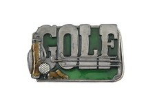Vintage 80's 1985 GOLF Enamel Bergamot Brass Works Belt Buckle