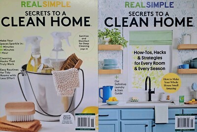 Secrets To A Clean Home- Real Simple Magazine Set Of 2- BRAND NEW