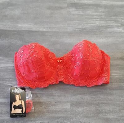 Red Embroidered Lady Princess Balconette Bra | eBay