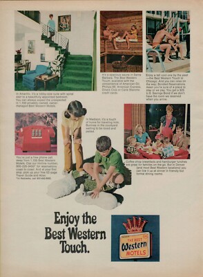 1970 Best Western Motels Sauna Bunnies Pool Hamburgers Family VINTAGE PRINT AD