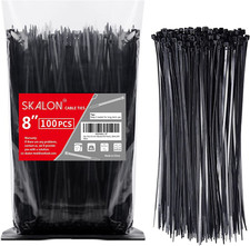 Zip Ties 8 Inch 100 Pack , 40Lbs Tensile Strength, Black Cable Ties, Wire Ties