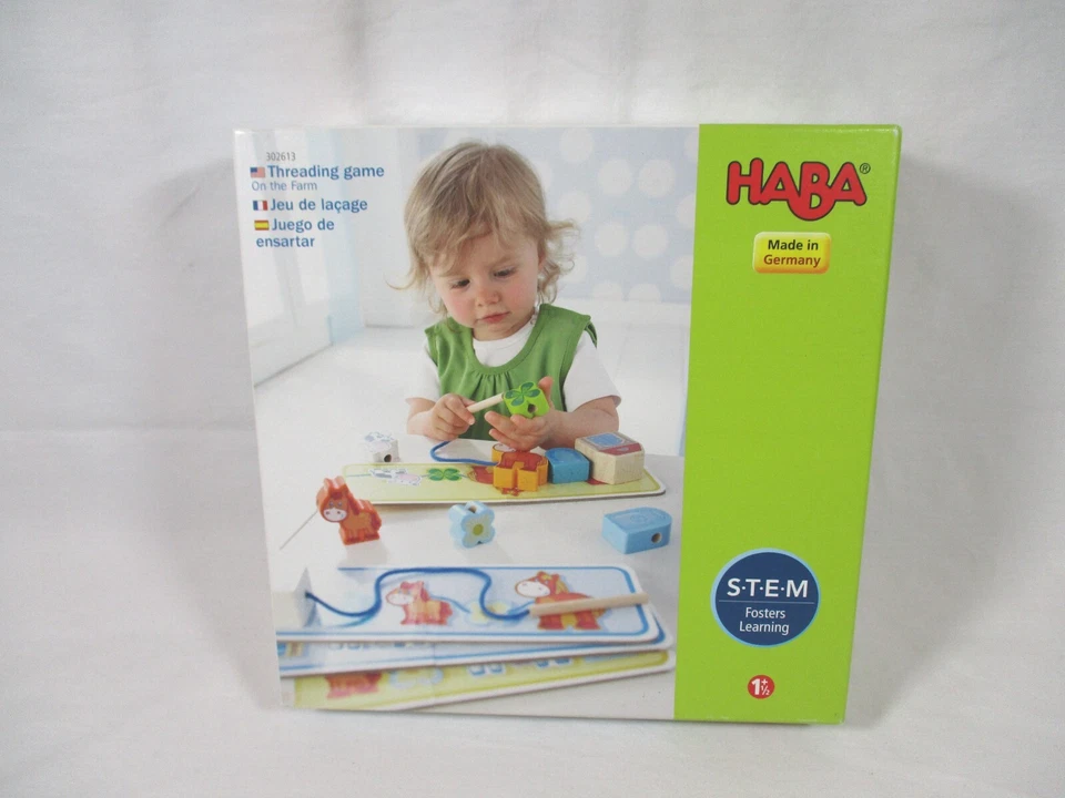 HABA Juego de Enhebrar En La Granja Madera STEM Juguetes Educativos Hecho en Alemania Foto 2 de 4
