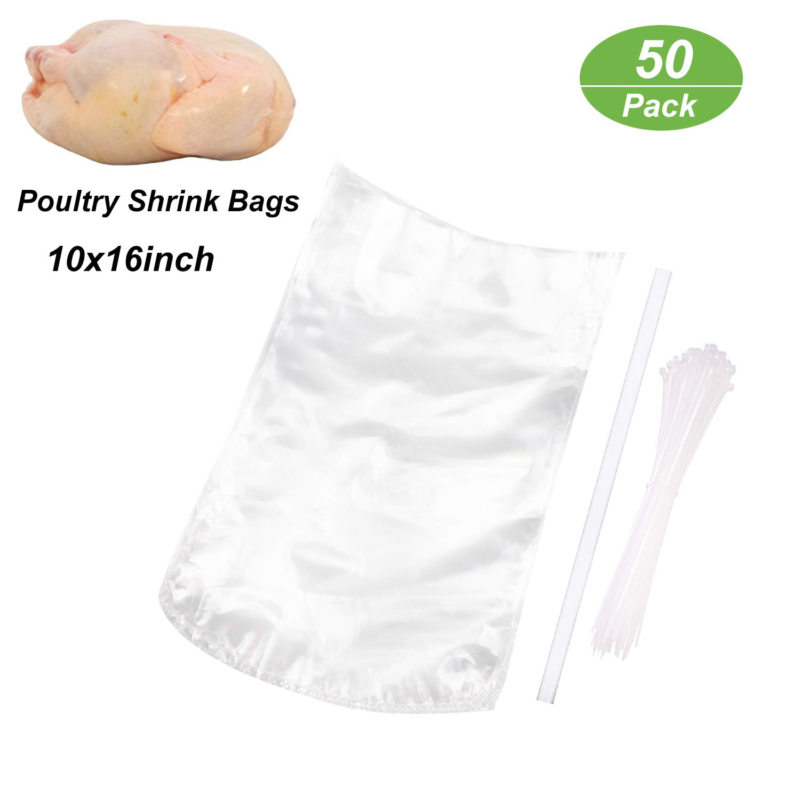 Poultry Shrink Wrap Bags,50Pack Clear Poultry Heat Shrink Bags BPA Free
