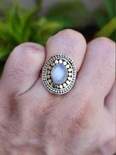 Natural Moonstone Gemstone Ring-925 Sterling Silver-Women's Ring-Gift for her