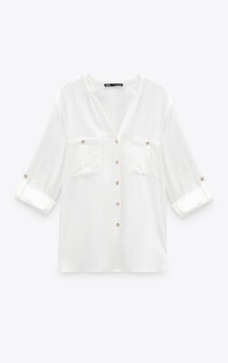 Chemise Zara Basic Flowy - Neuf Avec étiquettes, Taille M, Blanc