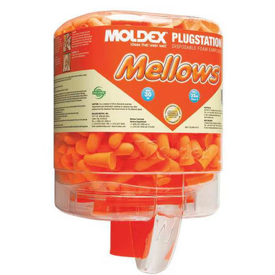 Moldex Mellows Foam Ear Plugs Dispenser 30 dB NRR Uncorded 250 Pairs Orange