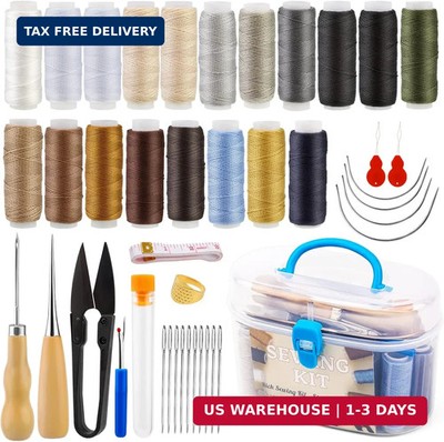 FTEVEN 43 Pieces Upholstery Repair Sewing Kit, Heavy Duty Sewing Kit with Leathe