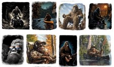 "Legendary Loner" Bigfoot Pictures Fabric Panel 100 Cott 1yd BTY Fast Ship