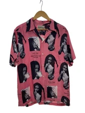 WACKO MARIA Aloha Shirt, Size L, Rayon, Pink, All-Over Print