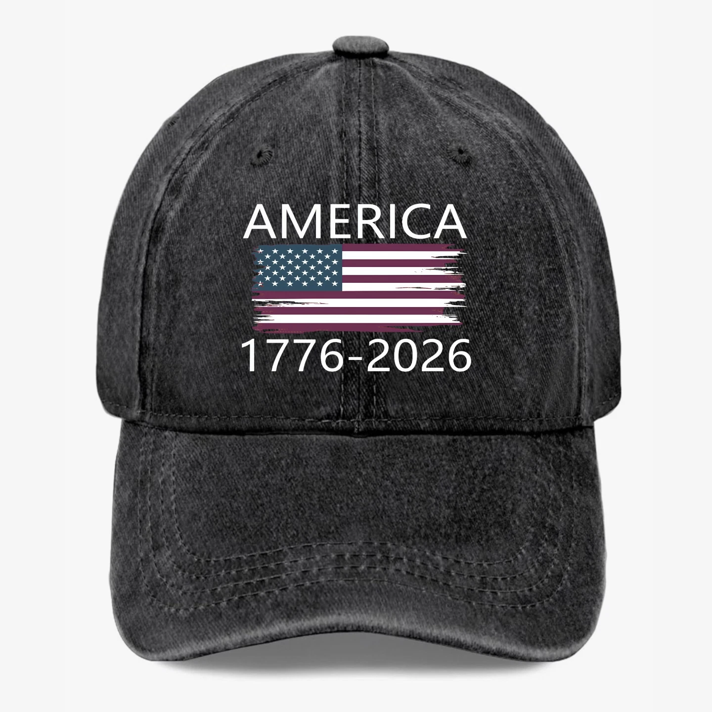 Washed Denim Baseball Cap America 1776-2026 250th Anniversary Patriotic Adjustable Hat